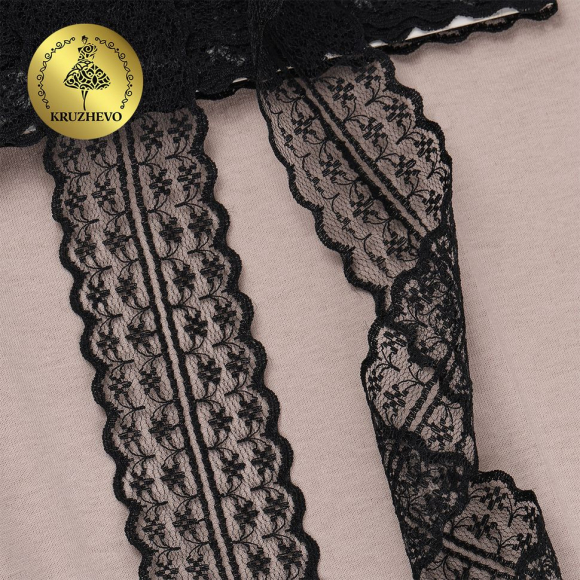 Кружево-трикотаж арт.TBY T-001 шир.45мм цв.черный уп.9м