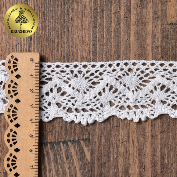 Тесьма вязаная KRUZHEVO 45мм TBY-5235 цв.02 белый уп.10м