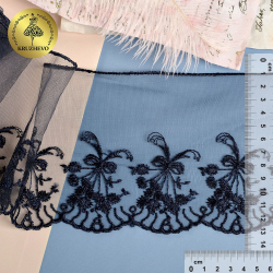 Кружево на жесткой сетке Exclusive арт.TBY 2K152W шир.120мм цв.B4815 т.синий уп.13,71м