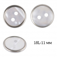 Пуговицы пластик TBY P-199-1 цв.белый-серебро 18L-11мм, 2 прокола, 50 шт