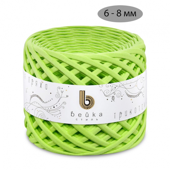 Пряжа трикотажная 100м, 300г, ширина 6-8мм цв.3007 лайм