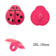 Пуговицы пластик Божья коровка TBY.P-1828 цв.16 яр.розовый 28L-18мм, на ножке, 400 шт