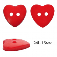 Пуговицы пластик Сердце TBY.P-1624 цв.03 красный 24L-15мм, на 2 прокола, 400 шт