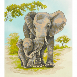 Кристальная мозаика на холсте ФРЕЯ арт.ALVR-235 Слоны 35х40 см