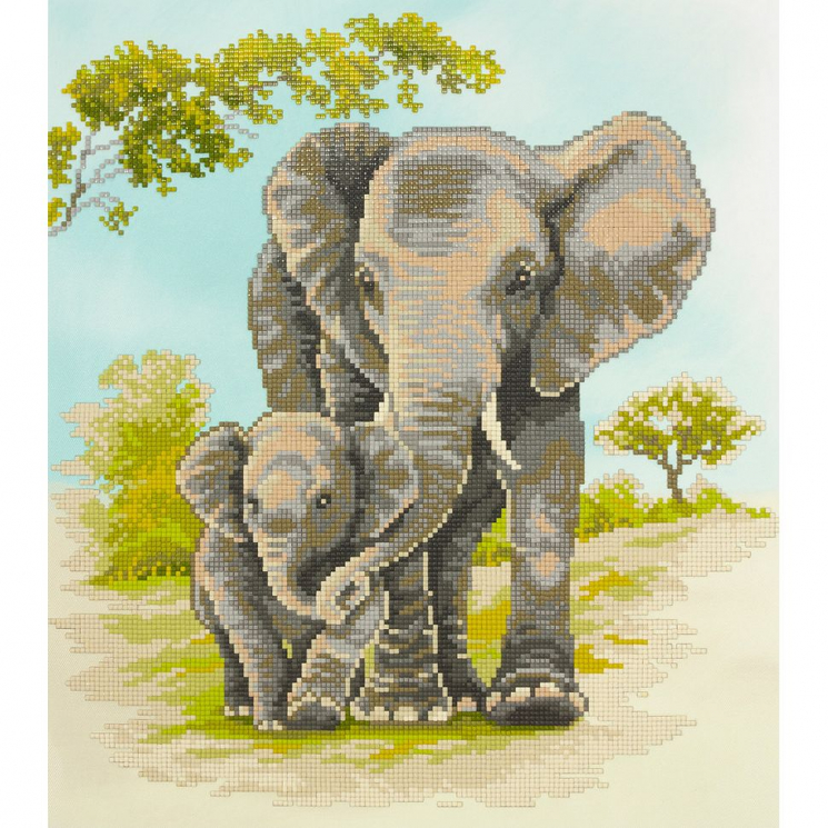 Кристальная мозаика на холсте ФРЕЯ арт.ALVR-235 Слоны 35х40 см