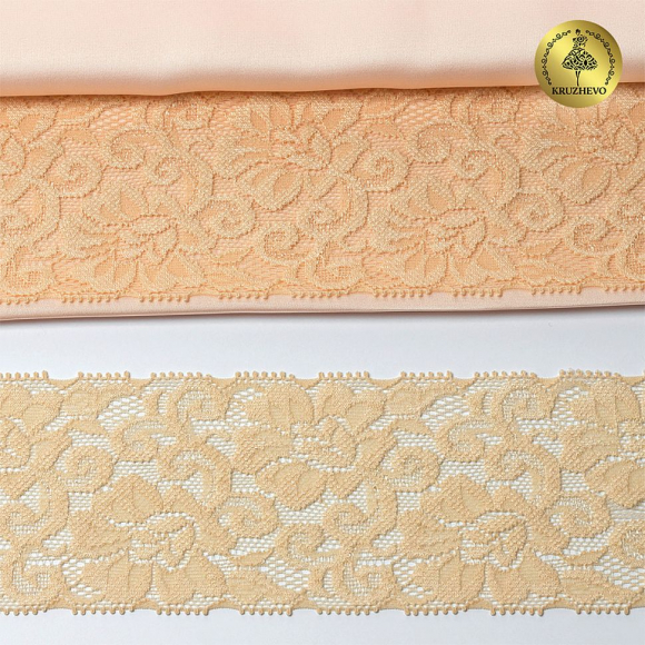 Кружево-стрейч KRUZHEVO арт.TBY.L840 шир.65мм цв.08 экрю уп.25м