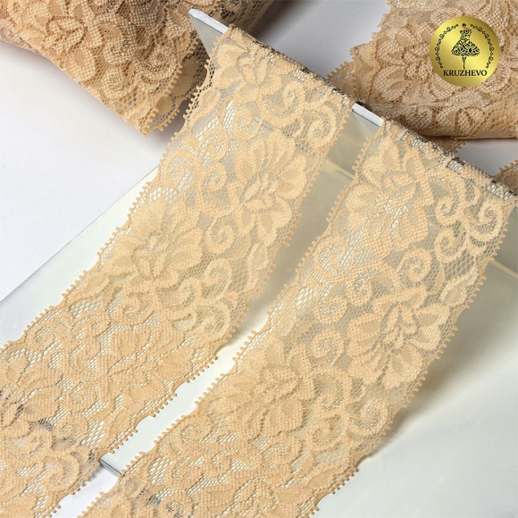 Кружево-стрейч KRUZHEVO арт.TBY.L840 шир.65мм цв.08 экрю уп.25м