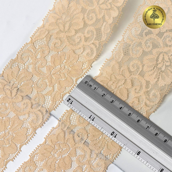 Кружево-стрейч KRUZHEVO арт.TBY.L840 шир.65мм цв.08 экрю уп.25м
