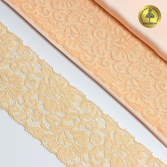 Кружево-стрейч KRUZHEVO арт.TBY.L840 шир.65мм цв.08 экрю уп.25м
