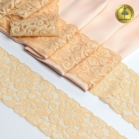 Кружево-стрейч KRUZHEVO арт.TBY.L840 шир.65мм цв.08 экрю уп.25м