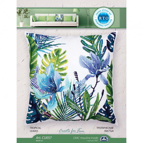 Набор для вышивания РТО арт.CU057 Тропические листья 40х40 см Набор для вышивания РТО арт.CU057 Тропические листья 40х40 см