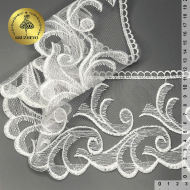 Кружево сетке KRUZHEVO арт.TBY.40471 шир.120мм цв.01 белый уп.13,71м