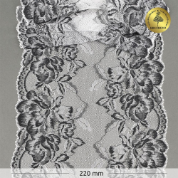 Кружево-стрейч KRUZHEVO арт.TBY.OG56 шир.220мм цв.белый+черный уп.10м