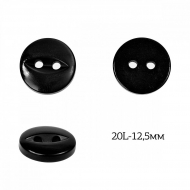 Пуговицы пластик арт.TBY.382.12.PBK цв.черный перламутр, 20L-12,5мм, 2 прокола, 200шт