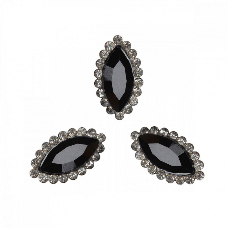 Стразы пришивные в цапах стекло TBY арт.MS.02.B цв.черный 11х20 мм, уп. 50шт