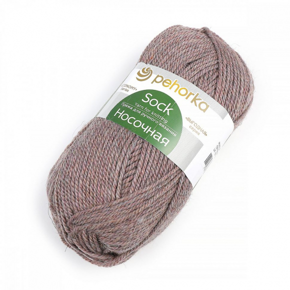 Пряжа для вязания ПЕХ Носочная (50% шерсть, 50% акрил) 10х100г/200м цв.1343 бежево-сиреневый