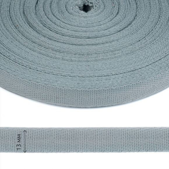 Тесьма киперная 13 мм хлопок 1,8г/см арт.12.2С-253К.13.040 цв.св.серый уп.50м