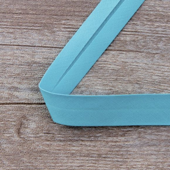 19659_Косая бейка хлопок/полиэстер 20 мм, 25 м, цвет 131, светло-бирюзовый