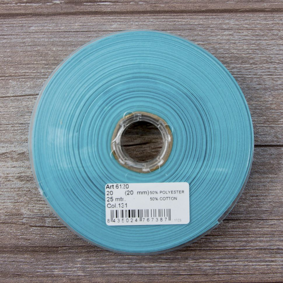 19659_Косая бейка хлопок/полиэстер 20 мм, 25 м, цвет 131, светло-бирюзовый