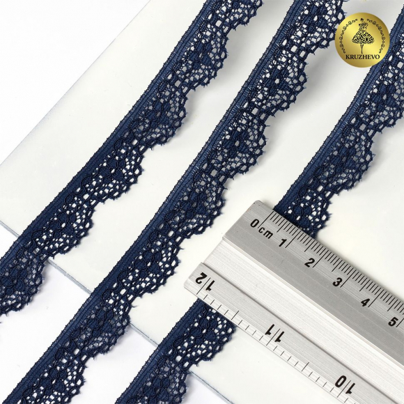 Кружево-стрейч KRUZHEVO арт.TBY.8031 шир.15мм цв.S919 синий сапфир уп.50м
