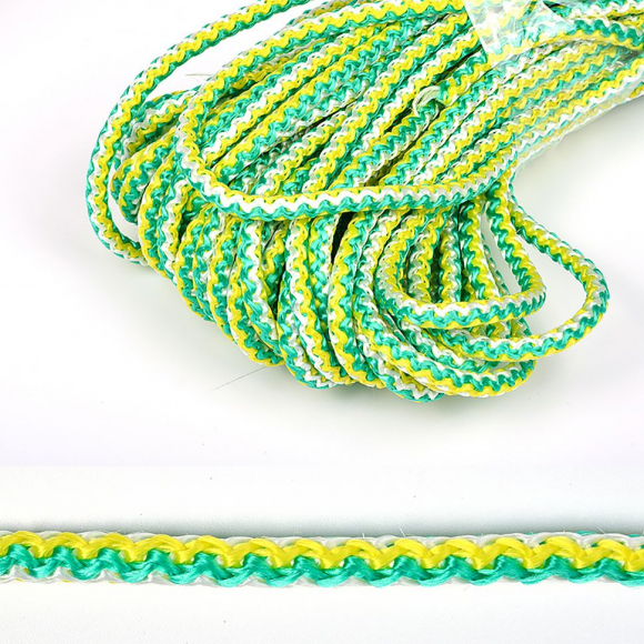 Шнур круглый полипропилен 06мм цв.зелено-желто-белый уп.20м