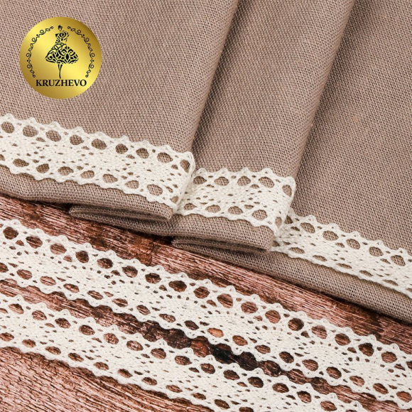 Тесьма вязаная KRUZHEVO 20мм TBY-6307-1 цв.28 молочный уп.10м