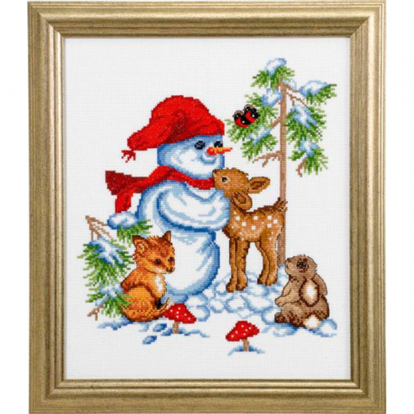 Набор для вышивания PERMIN арт.92-7217 Снеговик 26х31 см Набор для вышивания PERMIN арт.92-7217 Снеговик 26х31 см