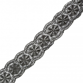 Кружево на сетке арт.TBY JQ10015B шир.35мм цв.черный уп.13,71м