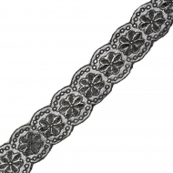 Кружево на сетке арт.TBY JQ10015B шир.35мм цв.черный уп.13,71м