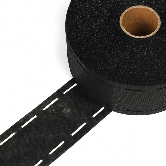 Лента Idealtex корсажная клеевая 60мм 10-40-10 цв.черный 40гр арт.6760B рул.100м Лента Idealtex корсажная клеевая 60мм 10-40-10 цв.черный 40гр арт.6760B рул.100м