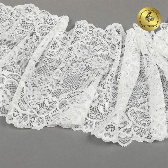 Кружево-стрейч KRUZHEVO арт.TBY.6378 шир.190мм цв.004 белый уп.3м Кружево-стрейч KRUZHEVO арт.TBY.6378 шир.190мм цв.004 белый уп.3м