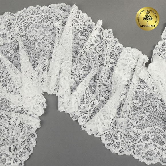 Кружево-стрейч KRUZHEVO арт.TBY.6378 шир.190мм цв.004 белый уп.3м Кружево-стрейч KRUZHEVO арт.TBY.6378 шир.190мм цв.004 белый уп.3м