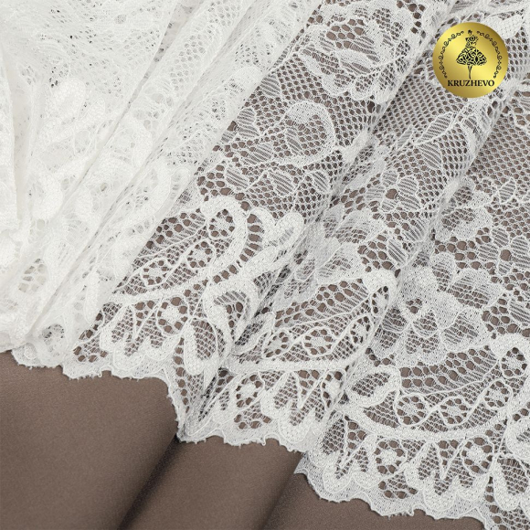 Кружево-стрейч KRUZHEVO арт.TBY.6378 шир.190мм цв.004 белый уп.3м Кружево-стрейч KRUZHEVO арт.TBY.6378 шир.190мм цв.004 белый уп.3м