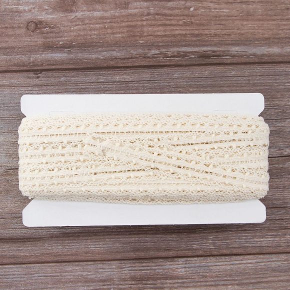 Мерсеризованное хлопковое кружево, 22 мм, шампань