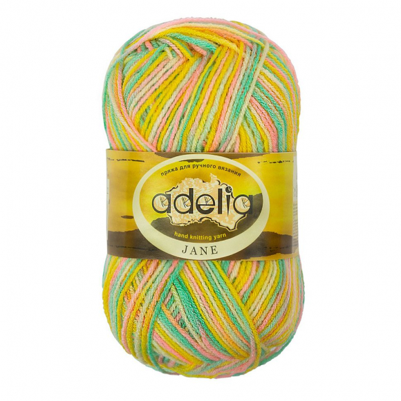 Пряжа ADELIA JANE (100% акрил) 10х50г/227м цв.22 желтый-розовый-зеленый-св.желтый Пряжа ADELIA JANE (100% акрил) 10х50г/227м цв.22 желтый-розовый-зеленый-св.желтый