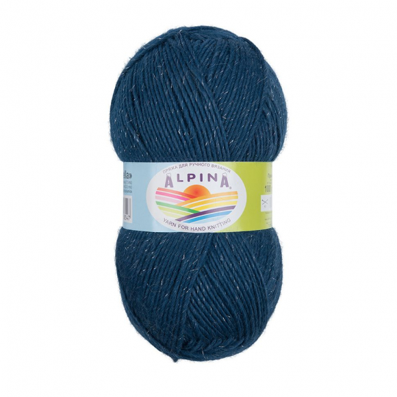 Пряжа ALPINA STELLA (50% альпака, 45% мериносовая шерсть, 5% PA с люрексом) 3х100г/250м цв.96 т. синий