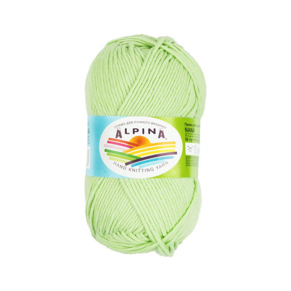 Пряжа ALPINA NANA (70% хлопок, 30% полиамид) 10х50г/105м цв.10 салатовый