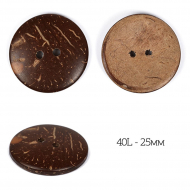 Пуговицы кокос TBY-107769 цв.натуральный 40L-25мм, 2 прокола, 50 шт