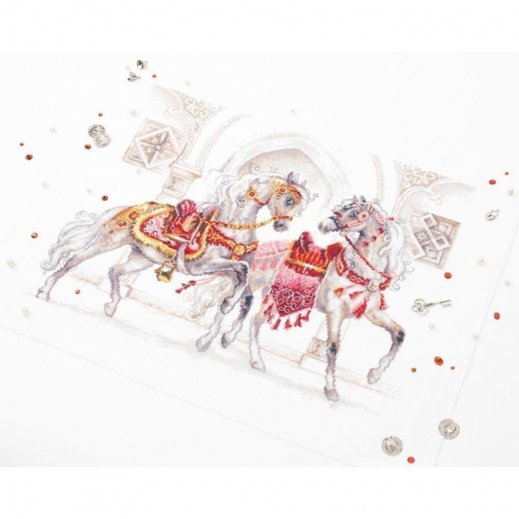 Набор для вышивания ЧУДЕСНАЯ ИГЛА арт.130-080 Королевские скакуны 40x31 см Набор для вышивания ЧУДЕСНАЯ ИГЛА арт.130-080 Королевские скакуны 40x31 см