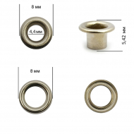 Люверсы латунь New Star №2 (? 4,4мм, h 5,42мм) цв. никель уп. 5000шт