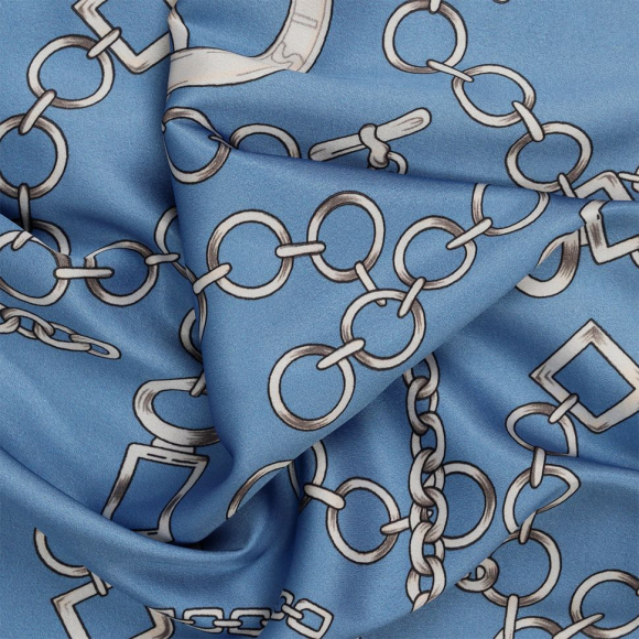 Ткань шелк Армани креп 90 г/м? 97% полиэстер, 3% лайкра шир.148 см арт.T.0565.3 цв.03 голубой рул.25м