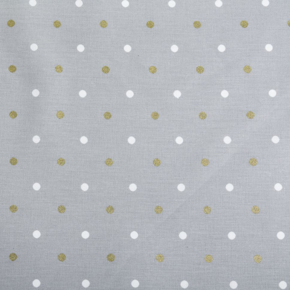 Ткань ранфорс с глитером Бусинки, арт.WH 20557-v03, 130г/м?,100% хлопок, шир.240см, цв.серый/золото, рул.30м