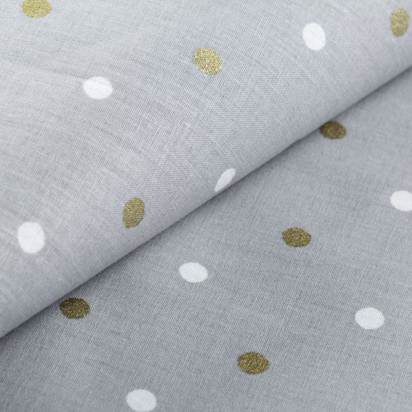 Ткань ранфорс с глитером Бусинки, арт.WH 20557-v03, 130г/м?,100% хлопок, шир.240см, цв.серый/золото, рул.30м