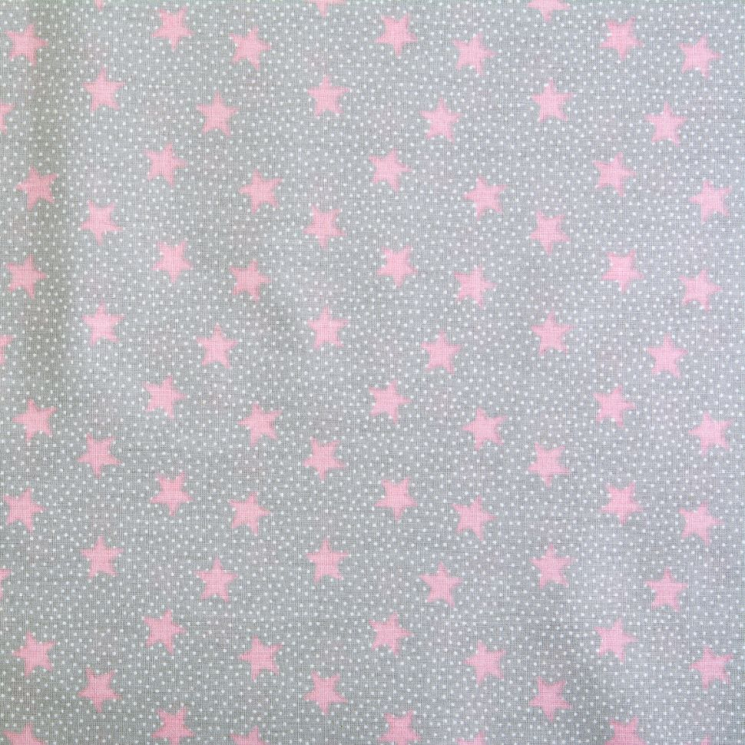Ткань ранфорс Звездопад, арт.WH 2929-v02, 130г/м?,100% хлопок, шир.240см, цв.серый/розовый, уп.3м
