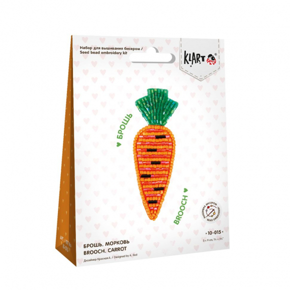 Набор для вышивания KLART арт. 10-015 Брошь. Морковь 3х9 см