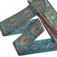 Лента отделочная жаккардовая арт.TBY.1903-2 шир.50 мм цв. голубой уп.8,6 м