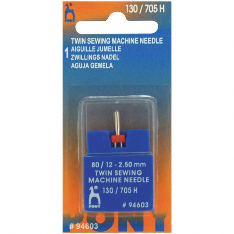 Иглы для бытовых швейных PONY двойные № 80, 2,50 мм уп.1 игла, арт.94603