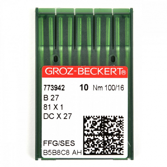 Игла для промышленных швейных машин Groz-Beckert B27/81x1/DCx27/DCx1 FFG  №100 уп.10 шт. арт.773942