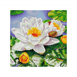 Набор Белоснежка для изготовления картин со стразами на подрамнике арт.БЛ.311-ST-S Нимфея озерная 30х30 см