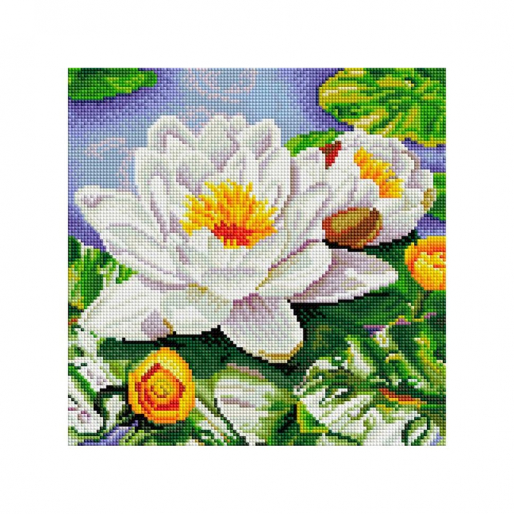 Набор Белоснежка для изготовления картин со стразами на подрамнике арт.БЛ.311-ST-S Нимфея озерная 30х30 см